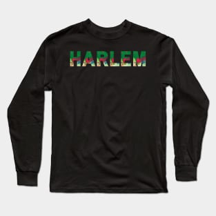 Harlem Texted Based | Colorful Abstract Paint Design Long Sleeve T-Shirt